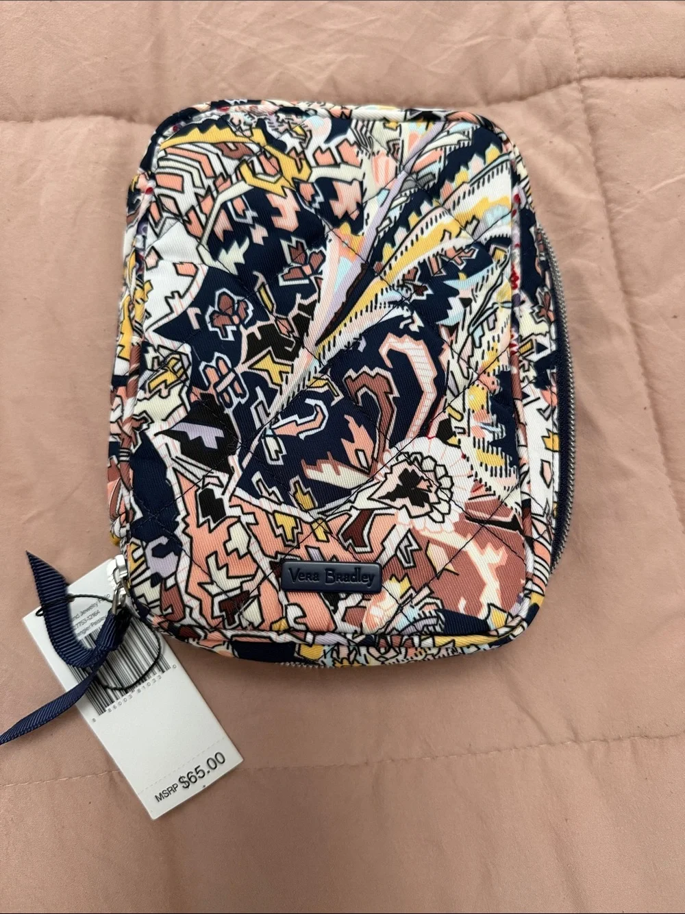 Vera Bradley Navy with Pink Floral Travel Jewelry Organizer